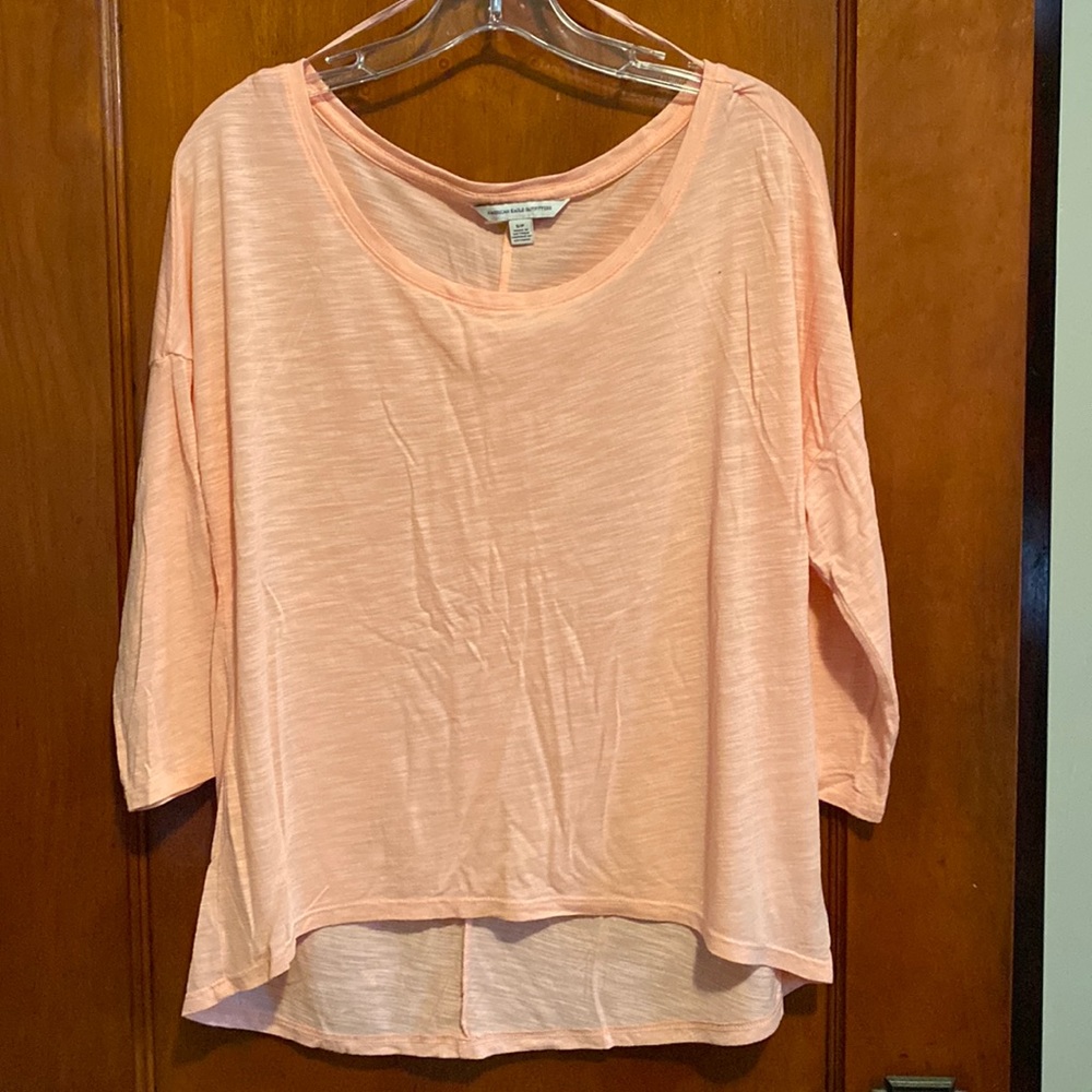 Peach Sheer 3/4 Sleeve Top!